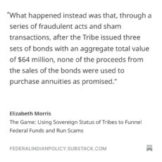 The Game: Using Sovereign Status of Tribes to Funnel Federal Funds and Run Scams
